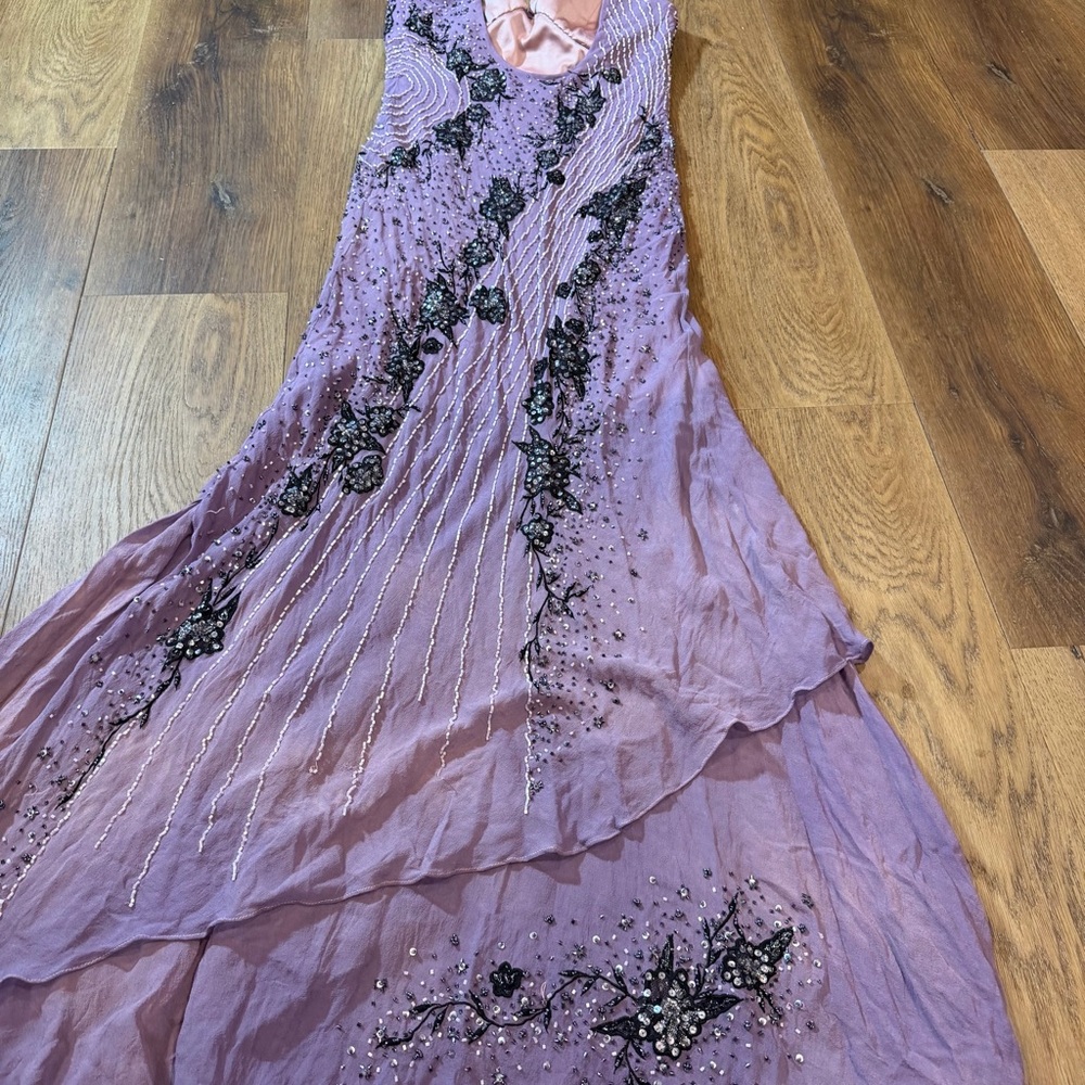 Vintage Y2K 100% Silk Beaded Dress Vintage Beaded Dress Sue Wong Dress Fairy - Picture 8 of 17